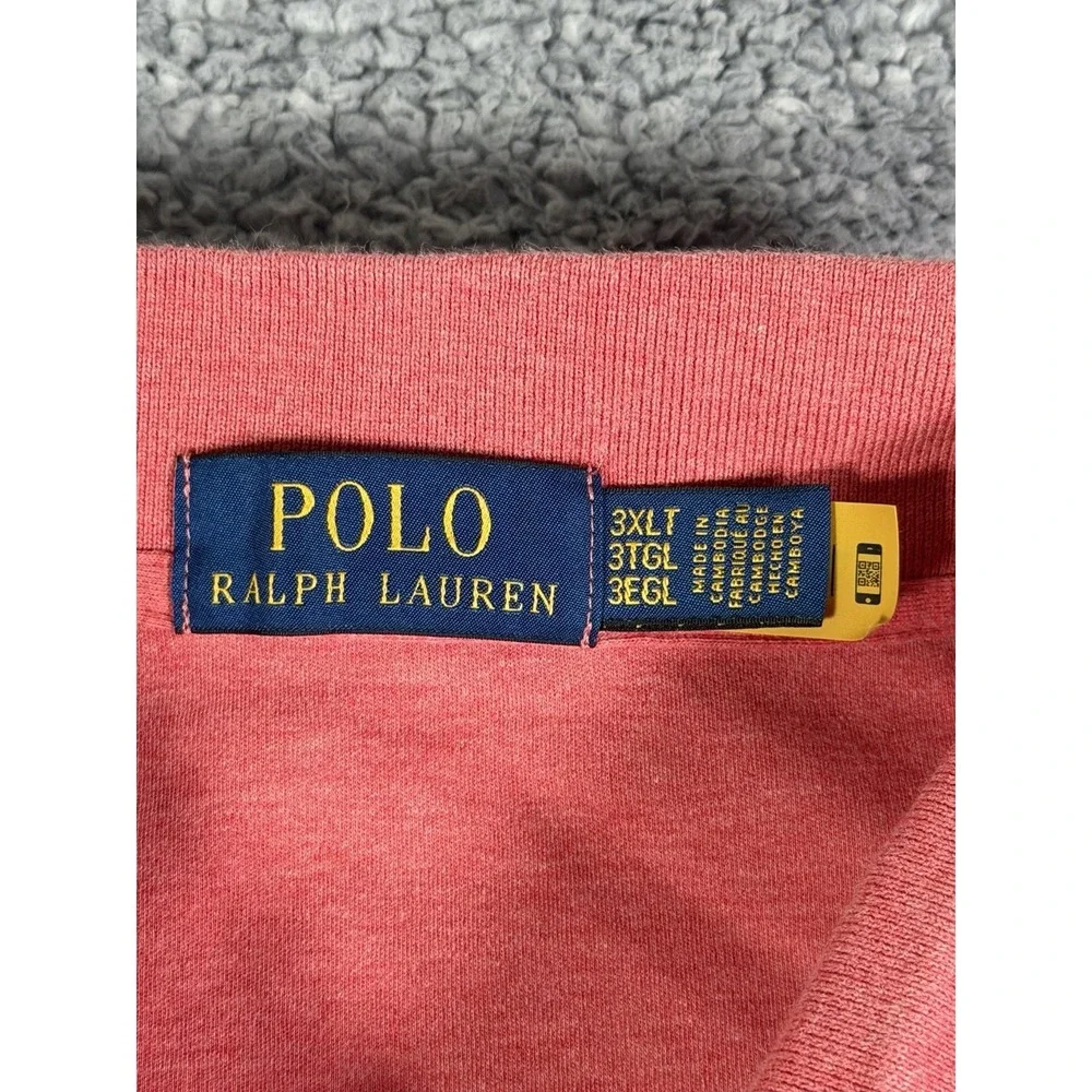 Polo Ralph Lauren Soft Cotton Polo Red Shirt Men's 3XLT Tall Flesh Pony Preppy